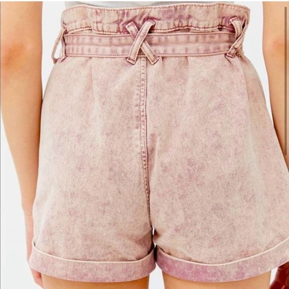 BDG Urban Outfitters Paperbag Cora Belted High Waist Shorts Pink Acid Wash 27 - Picture 4 of 10
